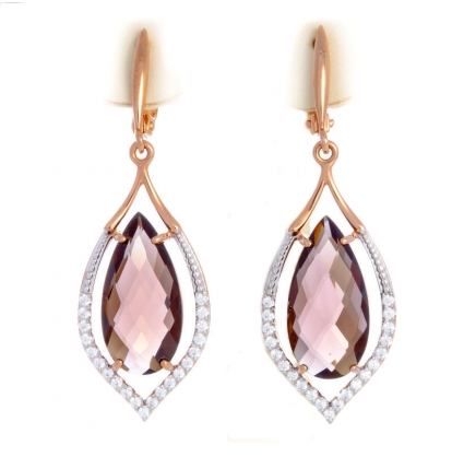 Серьги с раух-топазом