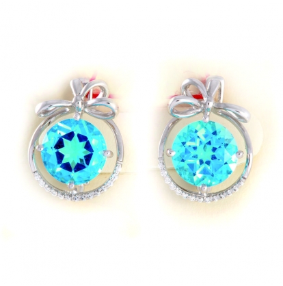 Серьги с голубым топазом