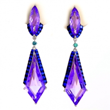 Серьги с аметистом и бриллиантами